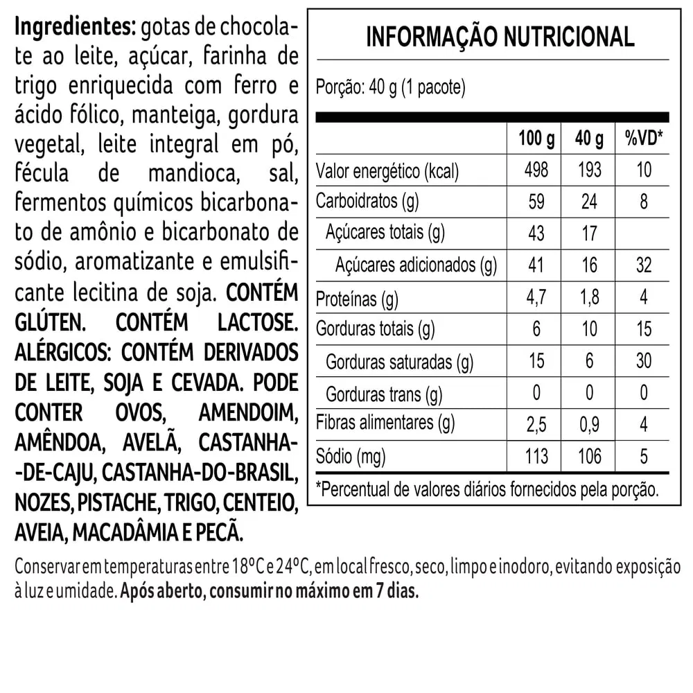 Cookies com Gotas ao Leite 40g - foto 2
