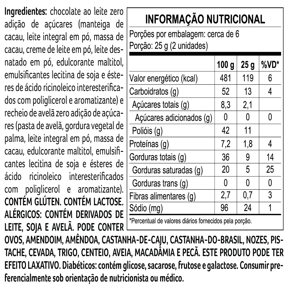 Cubo Bless Zero Adição de Açúcar Avelã 145g - foto 2