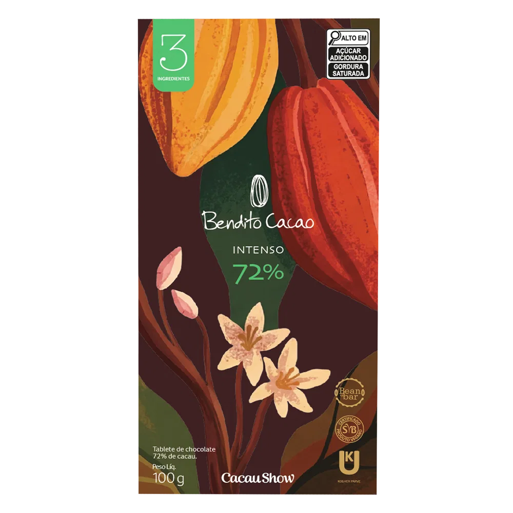 Tablete Bendito Cacao de Chocolate 72% Cacau 100g - foto 1