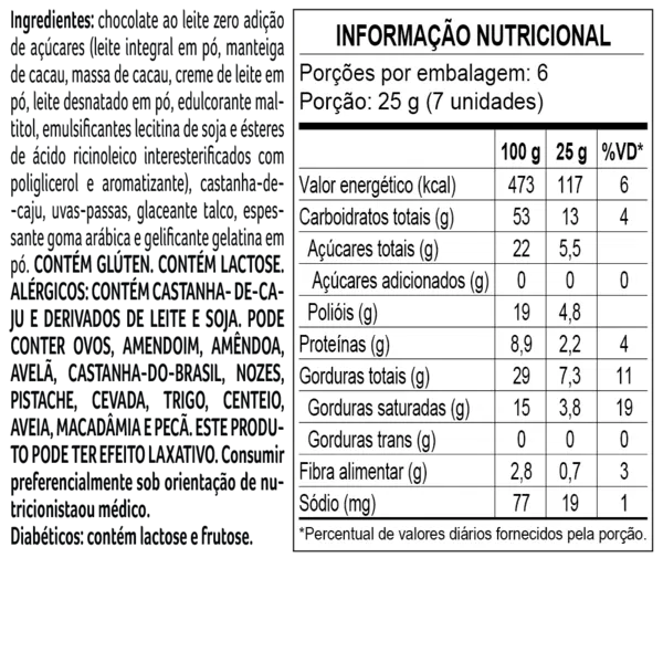 Drageado Bless Zero Adição de Açúcar ao Leite 150g - foto 2