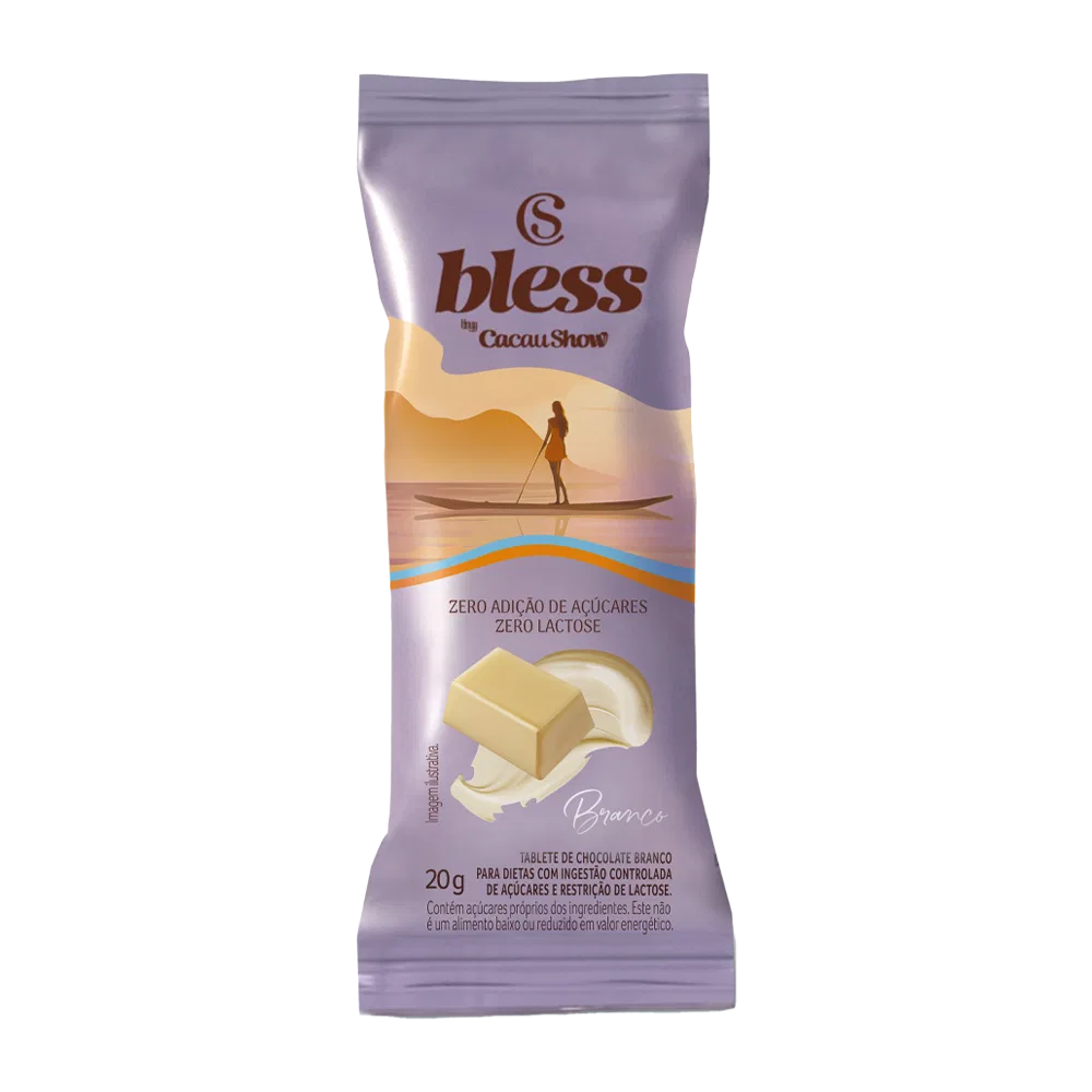 Tablete Bless Zero Açúcar e Zero Lactose de Chocolate Branco 20g - foto 1