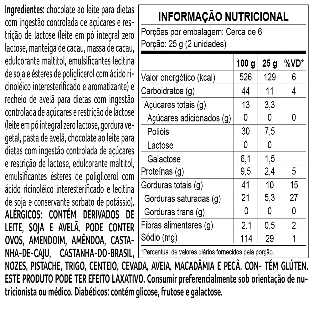 Cubo Bless Zero Açúcar e Zero Lactose de Chocolate com Avelã 145g - foto 2