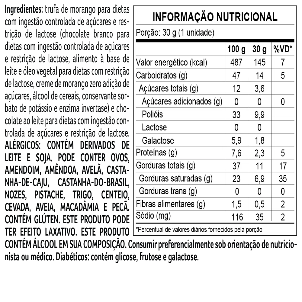 Trufa Bless Zero Açúcar e Zero Lactose de Chocolate ao Leite com Morango 30g - foto 2